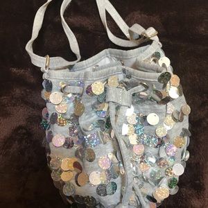 Girls Justice Purse Grey Silver Metallic